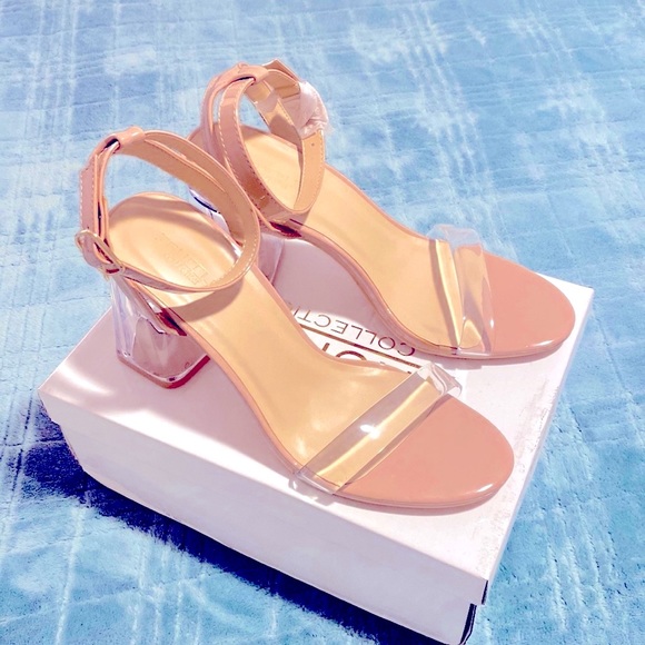 New! Patent Nude Clear Block Heels - Picture 2 of 6